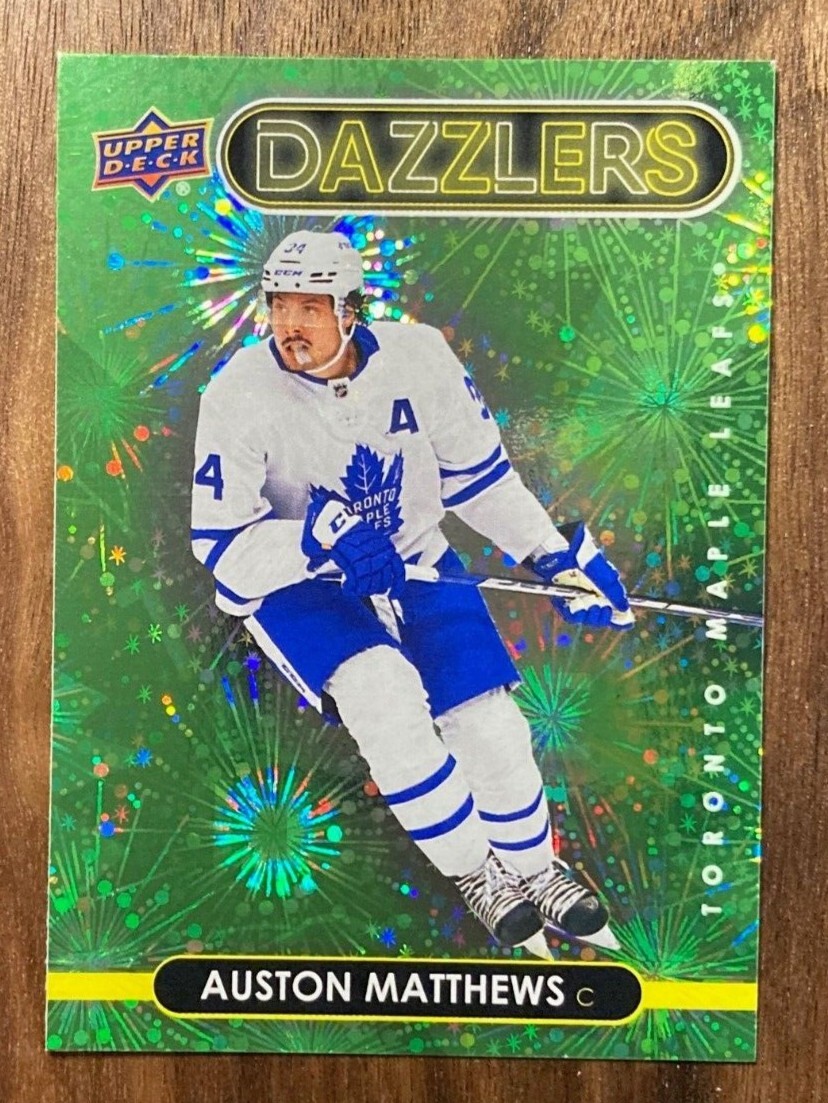 Auston Matthews 2021-22 Upper Deck Series 2 Green Dazzlers Card #DZ-93