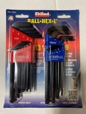 Eklind 13222 Long L-Shaped SAE/Metric Black Oxide Ball End Hex Key Set, 22 Piece