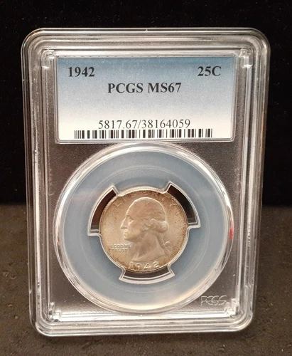 1942 Washington Silver Quarter PCGS MS 67 - Obv. Toning - ENN COINS #4059KT