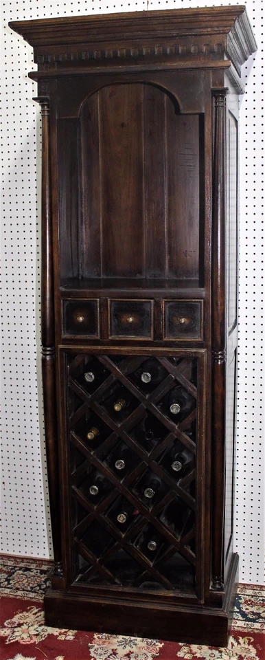 Armario de vino de licor francés de madera maciza estilo antiguo 3 cajones estante para vino  Foto 3 de 4