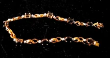 Gold Plated Vermeil STERLING SILVER .925 JCP Black Emerald Tennis Bracelet