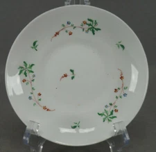 British Hand Enamelled Red & Blue Floral Soft Paste Saucer Circa 1820-1840