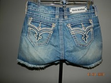 Women's Rock Revival Allegra Distressed Easy Shorts Sz 27 ORANGE TRIMMED