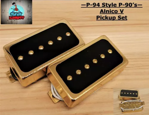P-94 Style Humbucker sized P-90 Pickups  GOLD/BLACK ( Alnico 5 )