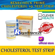 Original BENECHECK Prime Cholesterol 1 Box @ 10 Strips Test Strips