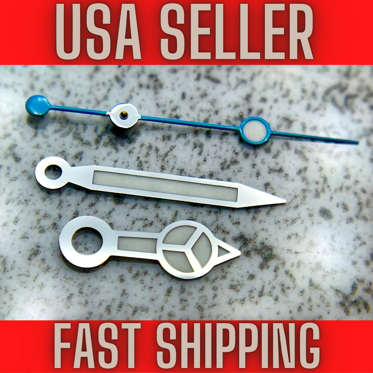 Black/White SKX Watch Hands Set With Green Lume - Fits NH35, NH36, 7s26 Movements (RLSWW)