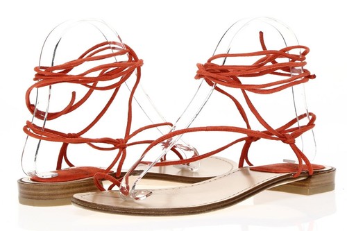 STUART WEITZMAN Womens Nieta Pimento Suede Ankle Wrap Heels Sandals Size 6.5 M - Picture 2 of 7