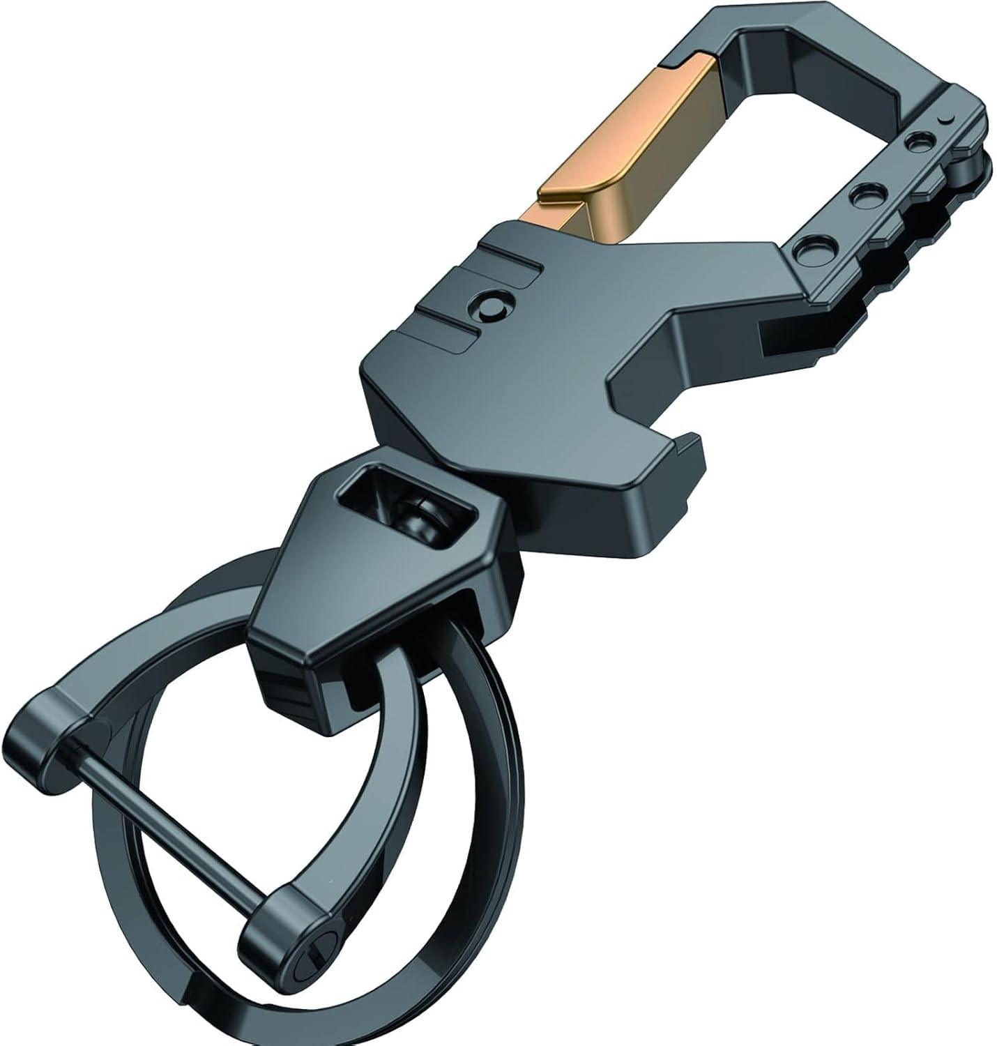 Heavy Duty Key Chain with (1 Key Ring and 1 D-Ring),Bottle Opener,Carabiner Car