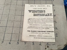 1889 Original AD - WEBSTER'S 1889 Edition DICTIONARY still $4.00