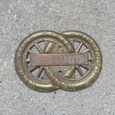 1921 Binghampton New York License Plate Topper AAA Brass Badge Motor Club Auto
