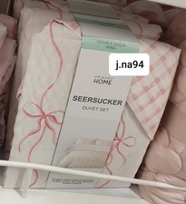 Primark Bow Design Size King Seersucker Duvet Cover Set