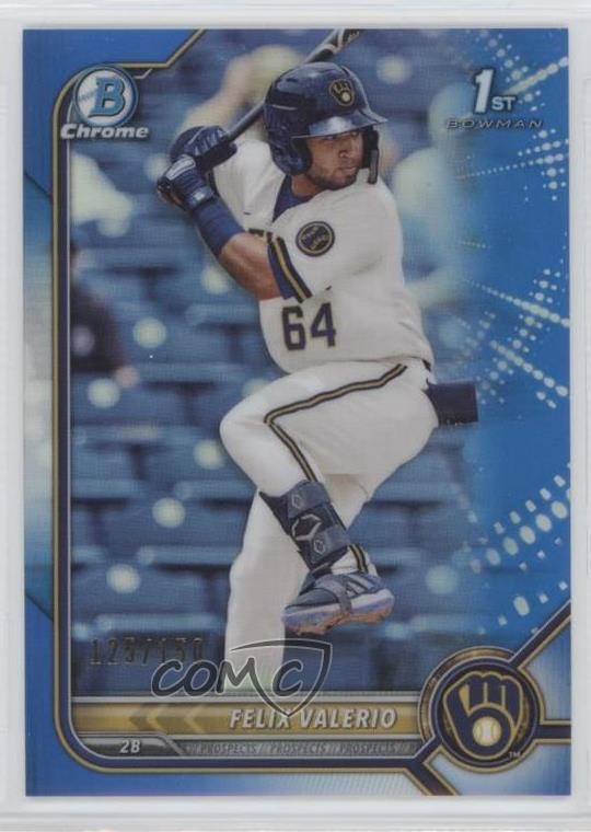 2022 Bowman Chrome Prospects Blue Refractor 125/150 Felix Valerio #BCP-128 17hv