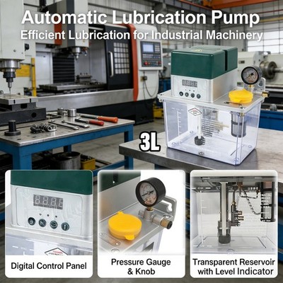3L Full Auto Lubrication Pump Electric Grease Dispenser Feeder w Digital Timer