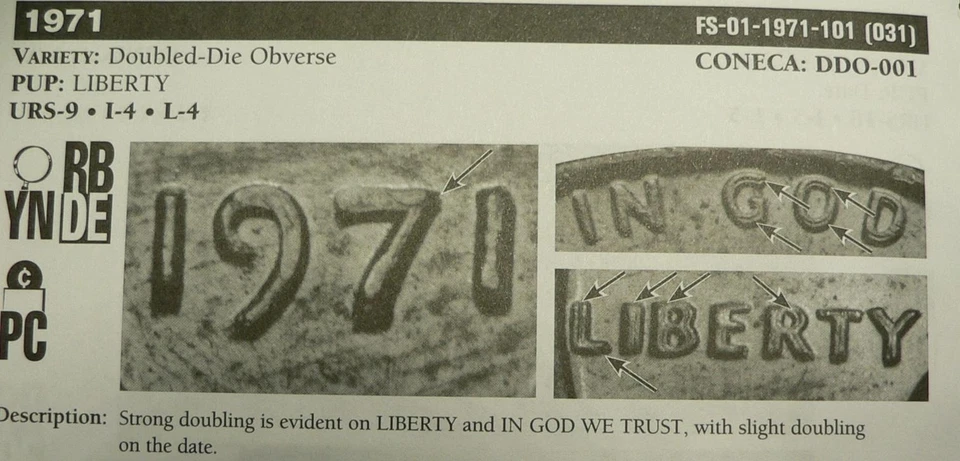 1971  Lincoln Cent Doubled Die Obverse ANACS AU55 DDO-001 FS-101 Scarcre  - Image 3 of 4