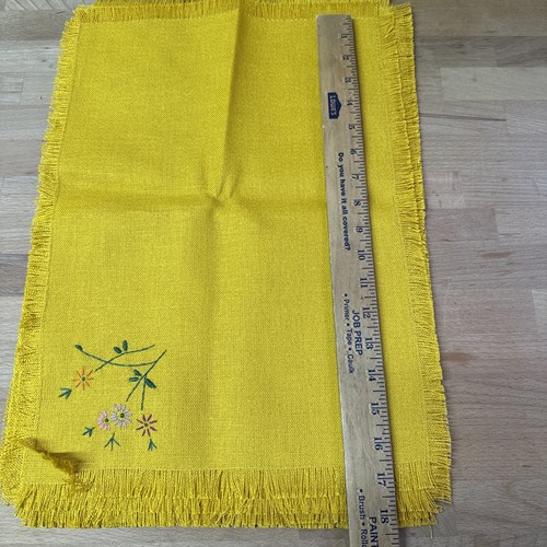 6 Mustard Yellow Placemats Embroidered Red ,Purple, Pink ,Orange Flowers - Picture 10 of 10