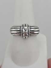925 Sterling Silver X Dome Ribbed Band Ring Size 9