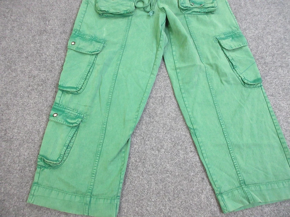 Pantalones Free People Mujer XL Verde Carga Pierna Ancha Algodón Utilidad Cordón Foto 2 de 4