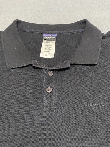 Vintage Patagonia Organic Cotton Polo Shirt Size XL Black Short Sleeve - Picture 3 of 8