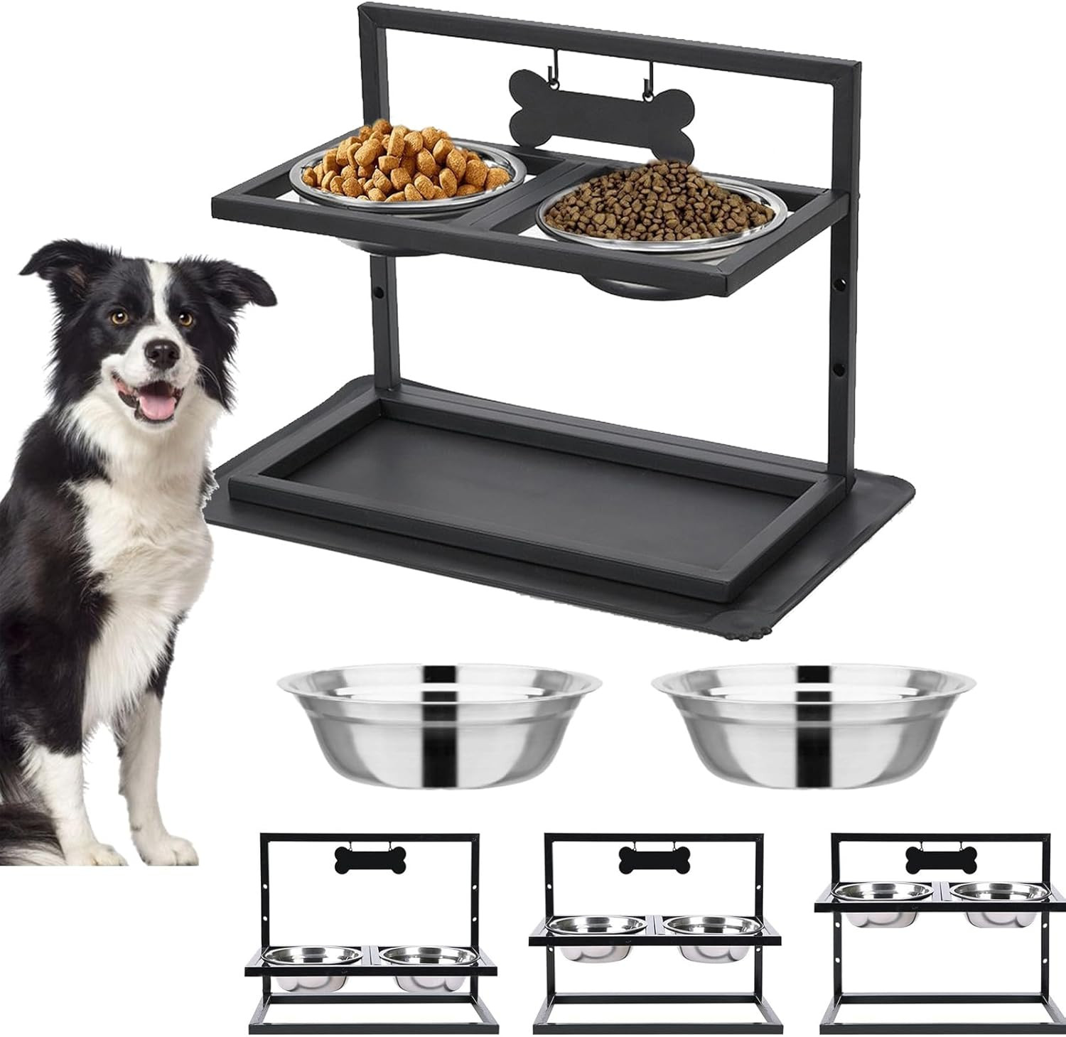 Ciotola Rialzata per Cani Acciaio Inox: Mangiatoia Doppia Ergonomica