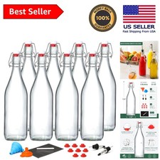 BPA-Free 1L Swing Top Glass Bottles - Ideal for Brewing Storing Beverages