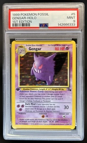 1999 Pokemon Fossil 1st Edition Gengar #5/62 PSA 9