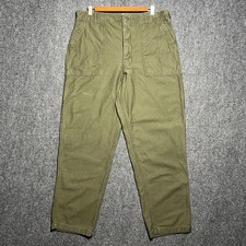VTG US Military OG 107 Men's Fatigue Cotton Sateen Button Fly Pants 34 X 29 
