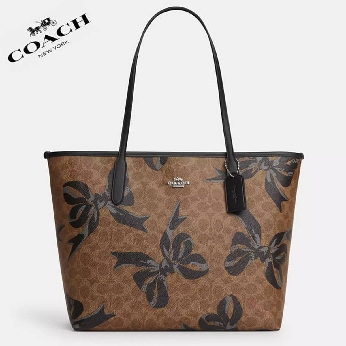 NWT Coach City Tote Bag In Signature Canvas With Bow Print | eBay