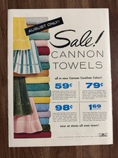 1955 Cannon Towels Sale! Print Ad Carefree Colors Home Goods Bathroom Decor Bath