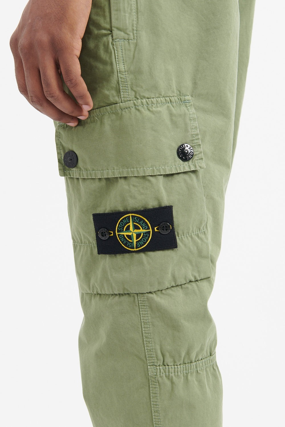 Stone Island men's brushed cotton canvas slim cargo pants in sage SIZE 34 thumbnail 6