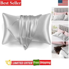 Luxurious Light Grey Satin Pillowcase Set of 2, 20x30 inches for Hair Skin