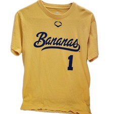 Savannah Bananas Shirt Adult Medium Yellow Baseball Number 1 Graphic Cotton Tee