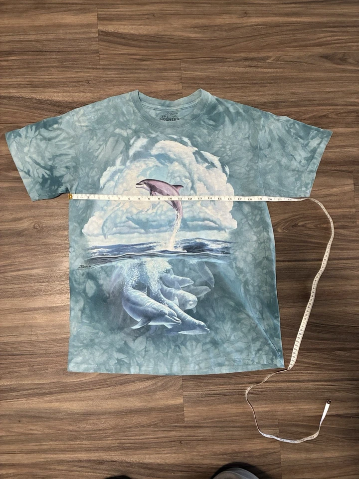 Camiseta The Mountain Dolphin Azul Tie-Dye Unisex M Vintage - Imagen 3 de 4