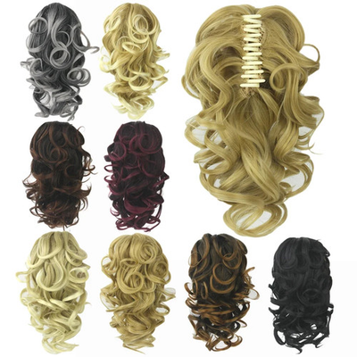#ad #ad Claw Clip Ponytail Extension Short Curly Black To Burgundy Synthetic Fake Hair $16.99