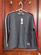 NEW with Tags Vintage 90  s Tommy Hilfiger Gray Knit Striped Sweater Boys L