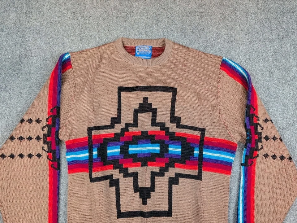 Vtg Pendleton Sweater High Grade Western Wear Virgin Wool Aztec USA Made XL - Image 2 of 4
