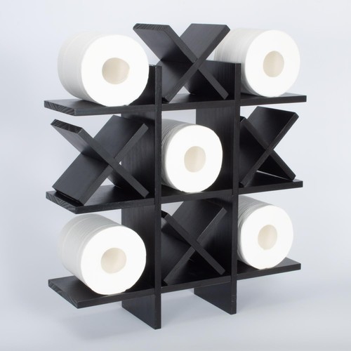 Tic Tac Toe Toilet Paper Holder Stand with 4pcs Wooden X, Farmhouse Rustic Wa...