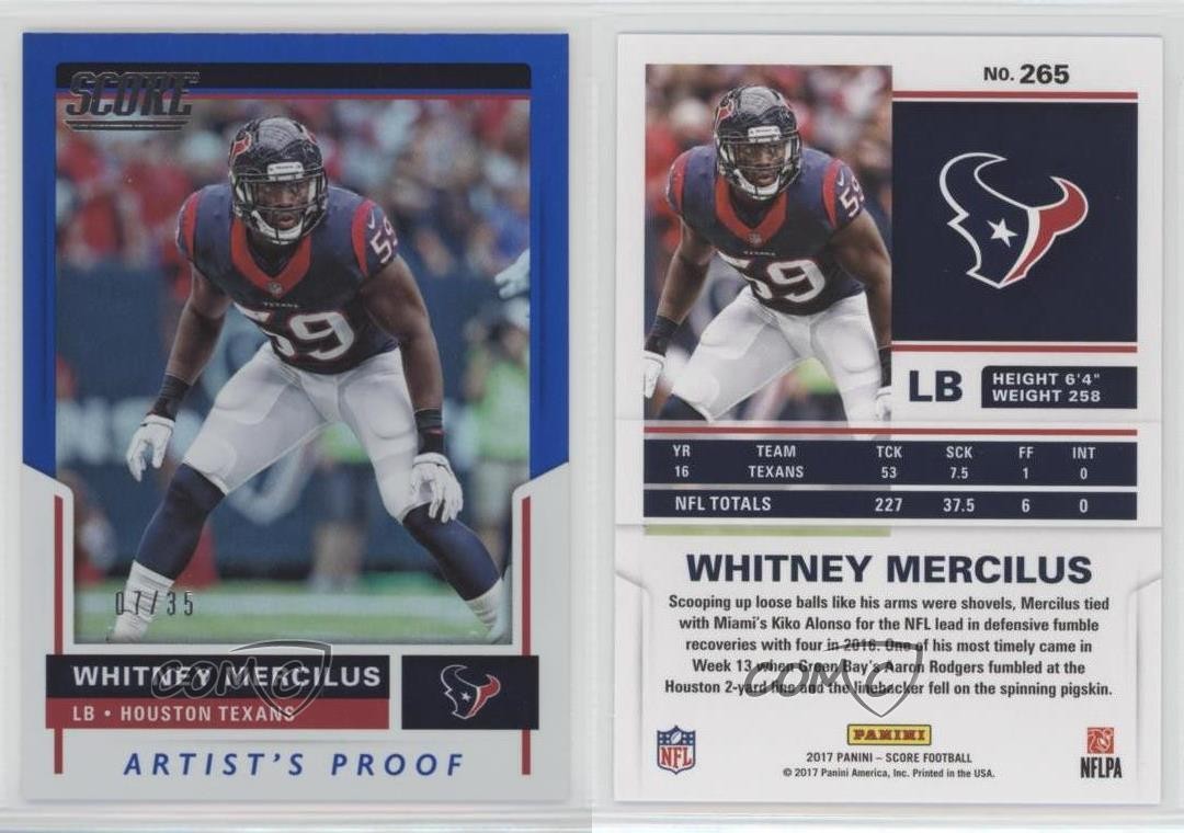 2017 Score Artist's Proof 7/35 Whitney Mercilus #265 1n1