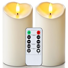Homemory 6"x3" Outdoor Waterproof Flameless Candles, D3  xH6"6", Ivory White