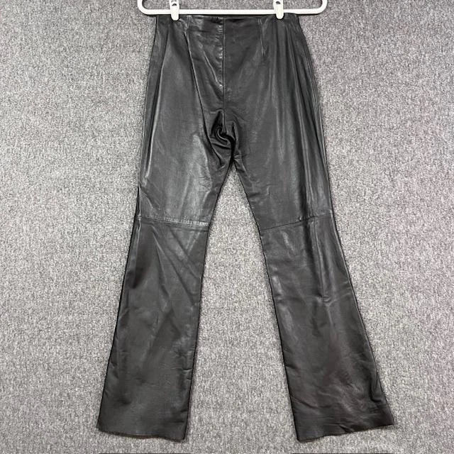 For Joseph Leather Pants Womens 28 Black Bootcut Lined Zip Closure 100% Leather - Image 3 of 4