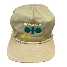 Vintage Komatsu Trucker Hat Cap Strap back Coal Mining Rish Equipment 90s Rope