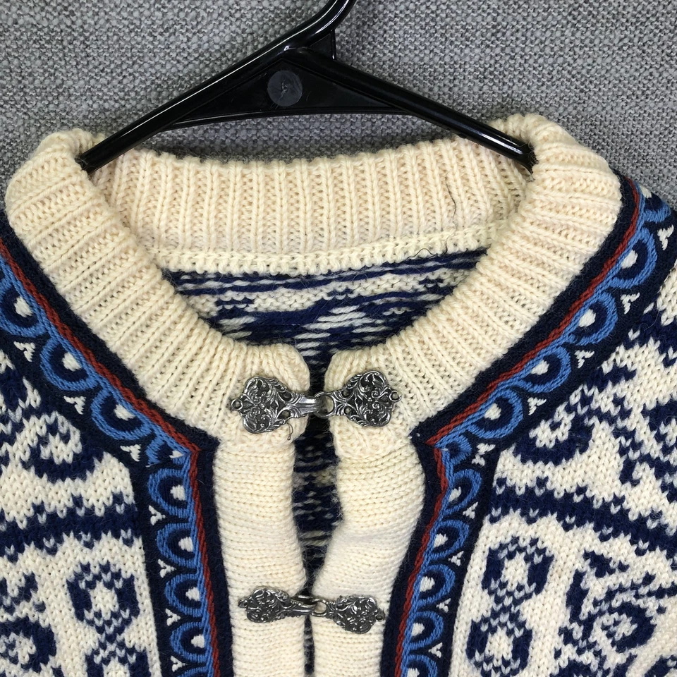 Vintage Dale of Norway Sweater Womens M Blue White Wool Norwegian Cardigan 90s - Image 4 of 4