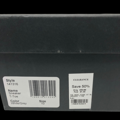 NWB The Men's Store at Bloomingdale's T-Toe Sneaker 10, White/Grey