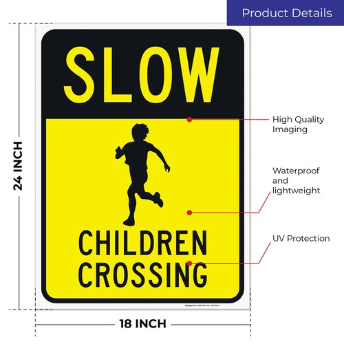 Slow Children Crossing Sign, Traffic Sign, - Picture 31 of 70