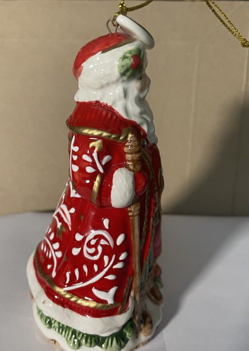 Fitz and Floyd 2015 Santa Bell Figurine Ornament Walking Stick 5.25 inches - Picture 4 of 11