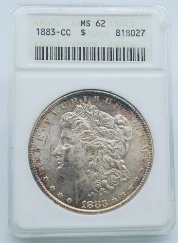 1883-CC Morgan Silver $1 ANACS MS 62 Soap Box Rainbow Toning - U617