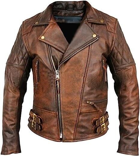 Men's Classic Vintage Distressed Leather Jacket / Coat for Men's Classic Vintage Distressed Leather Jacket / Coat for