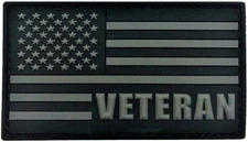 Veteran USA Flag Patch [3.5 X 2.0 -PVC Rubber- Hook Fastener-VP1]