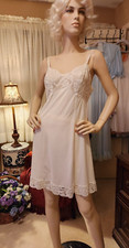 Vtg Van Raalte Sz 34 Silky White Nylon  Lace Full Dress Slip Gown Nightgown