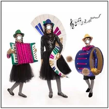 The handmade Musical Band Costumes / The Piano, Accordion and Drum