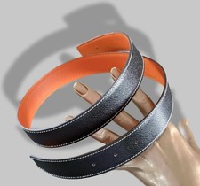 Hermes 174 2001 Noir/Orange Reversible Epsom/Togo Leather Strap Belt 32 mm Box